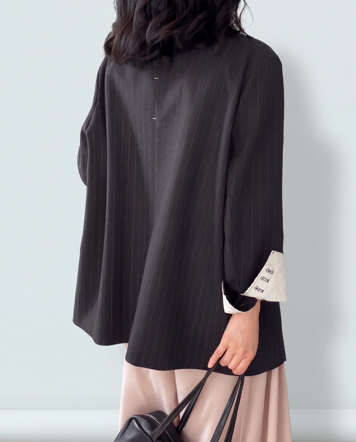 Charcoal Pinstripe Blazer, back view