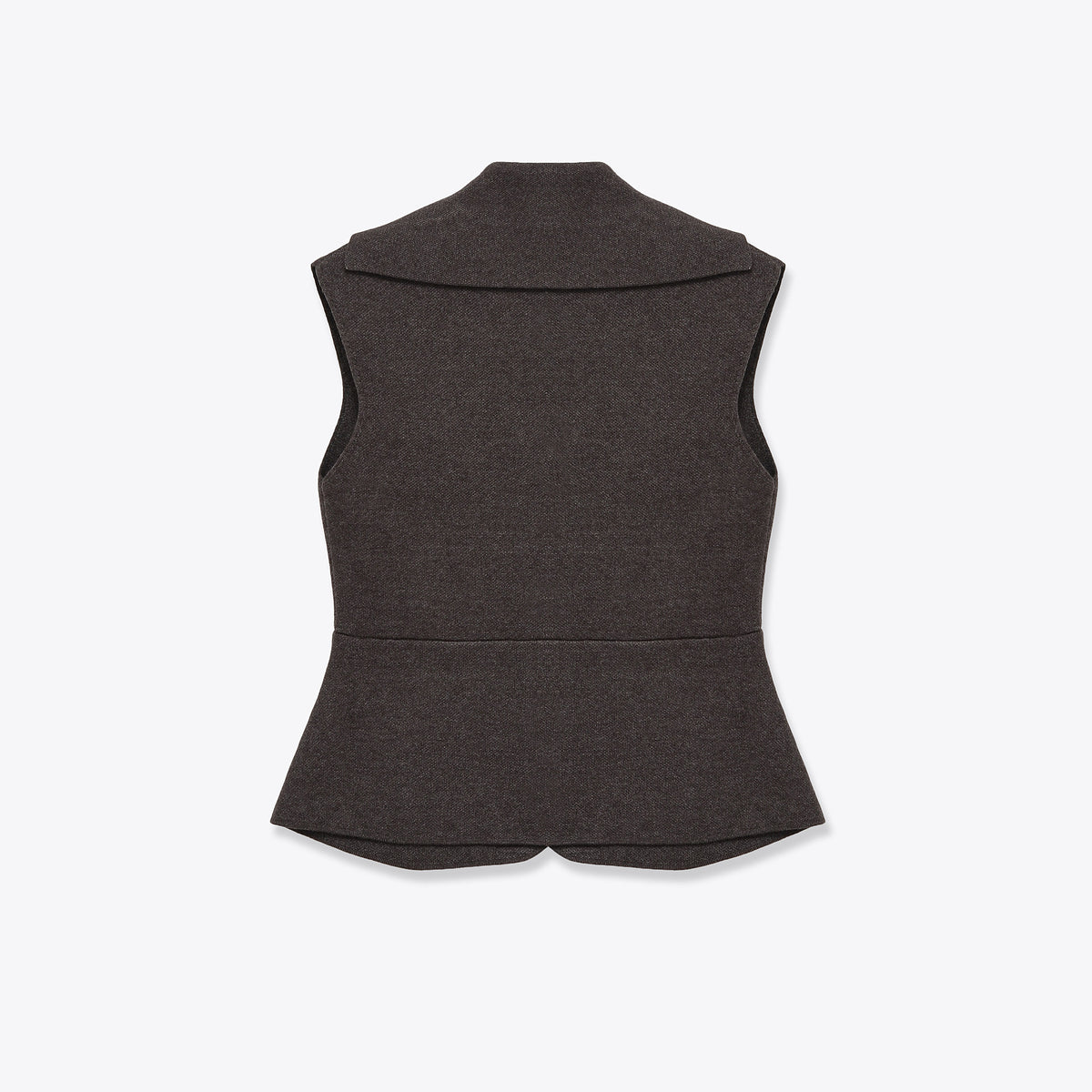 Lapel Knit Waistcoat in dark brown, back view