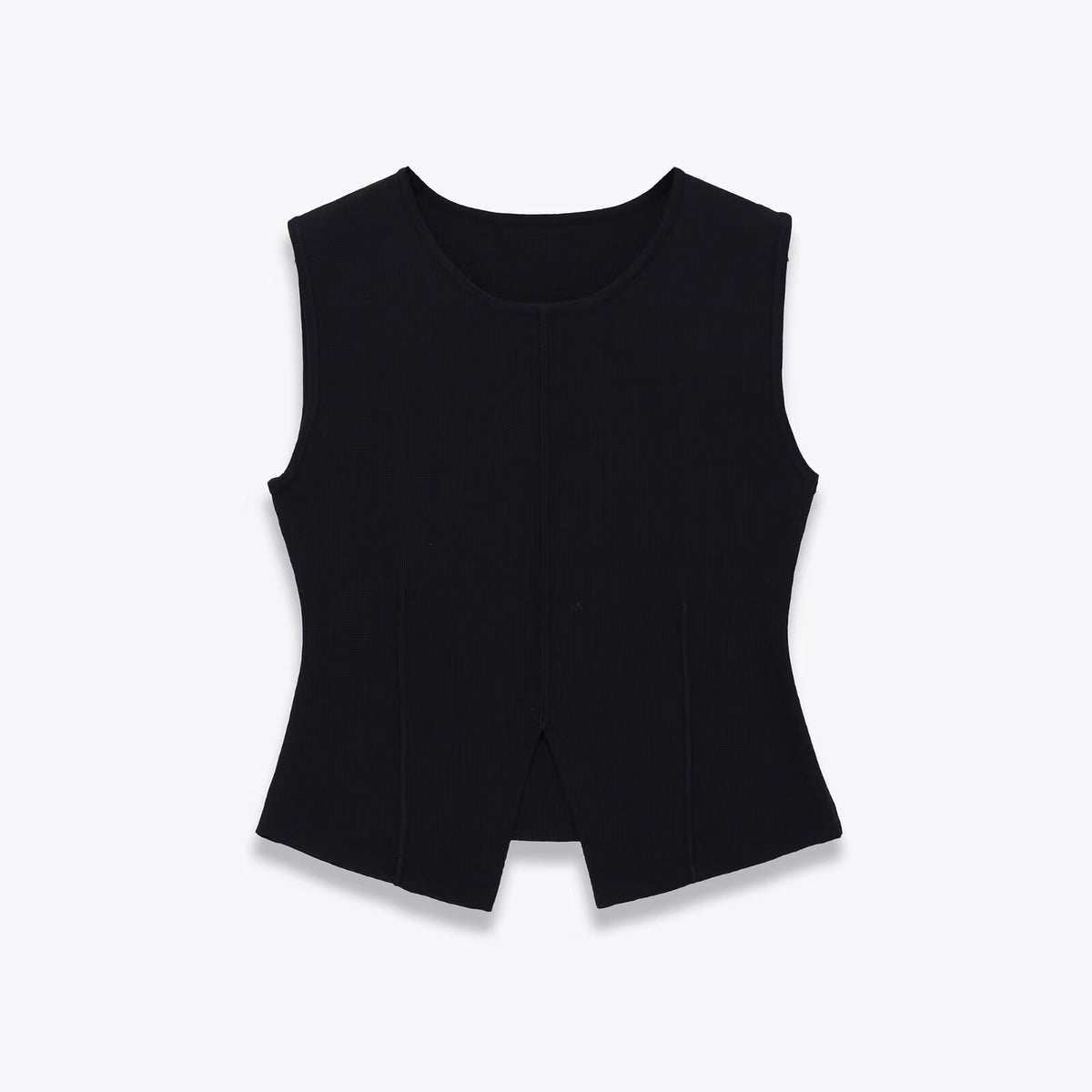 Knit Vest Top in black, front view