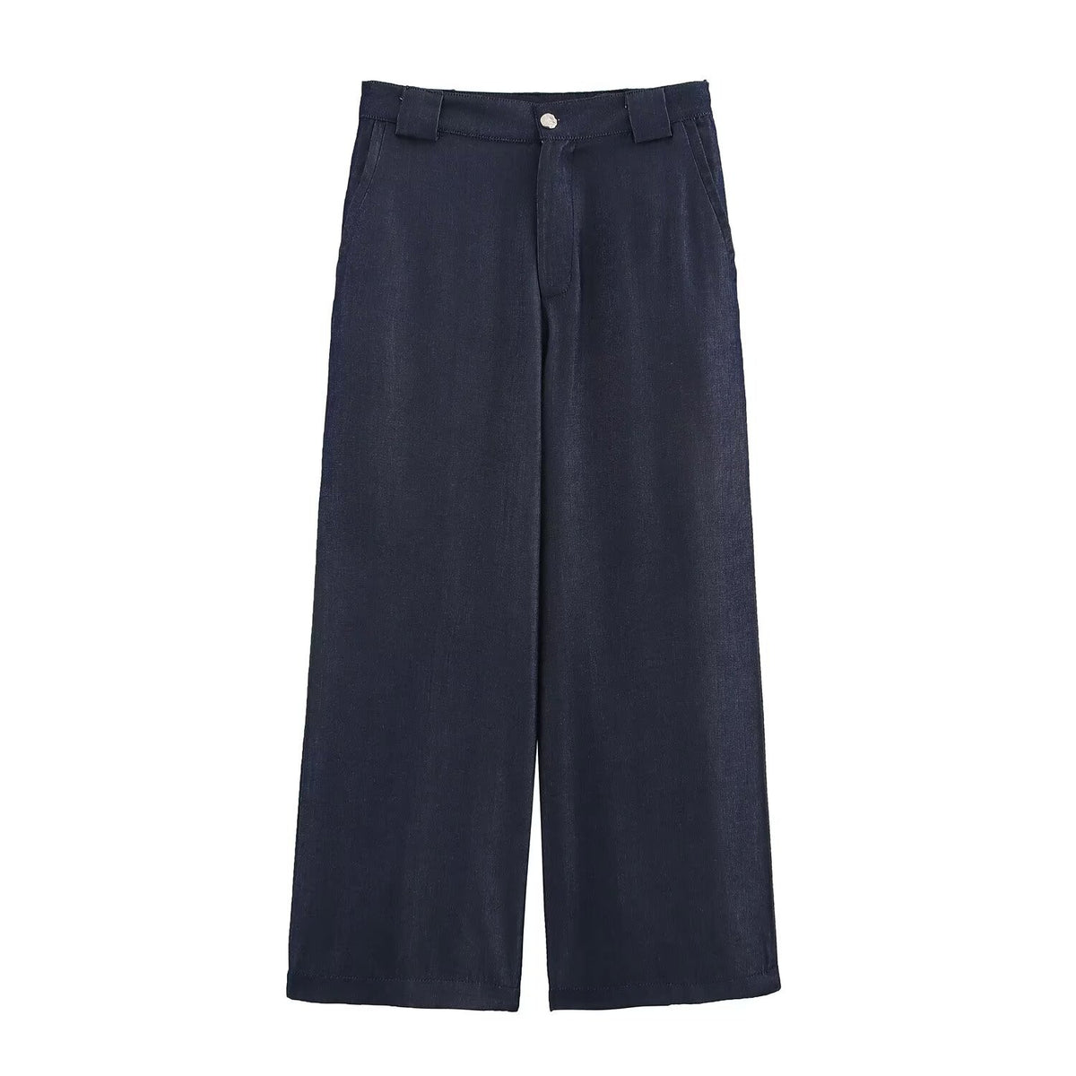 Denim-Look wide-leg trousers, front view