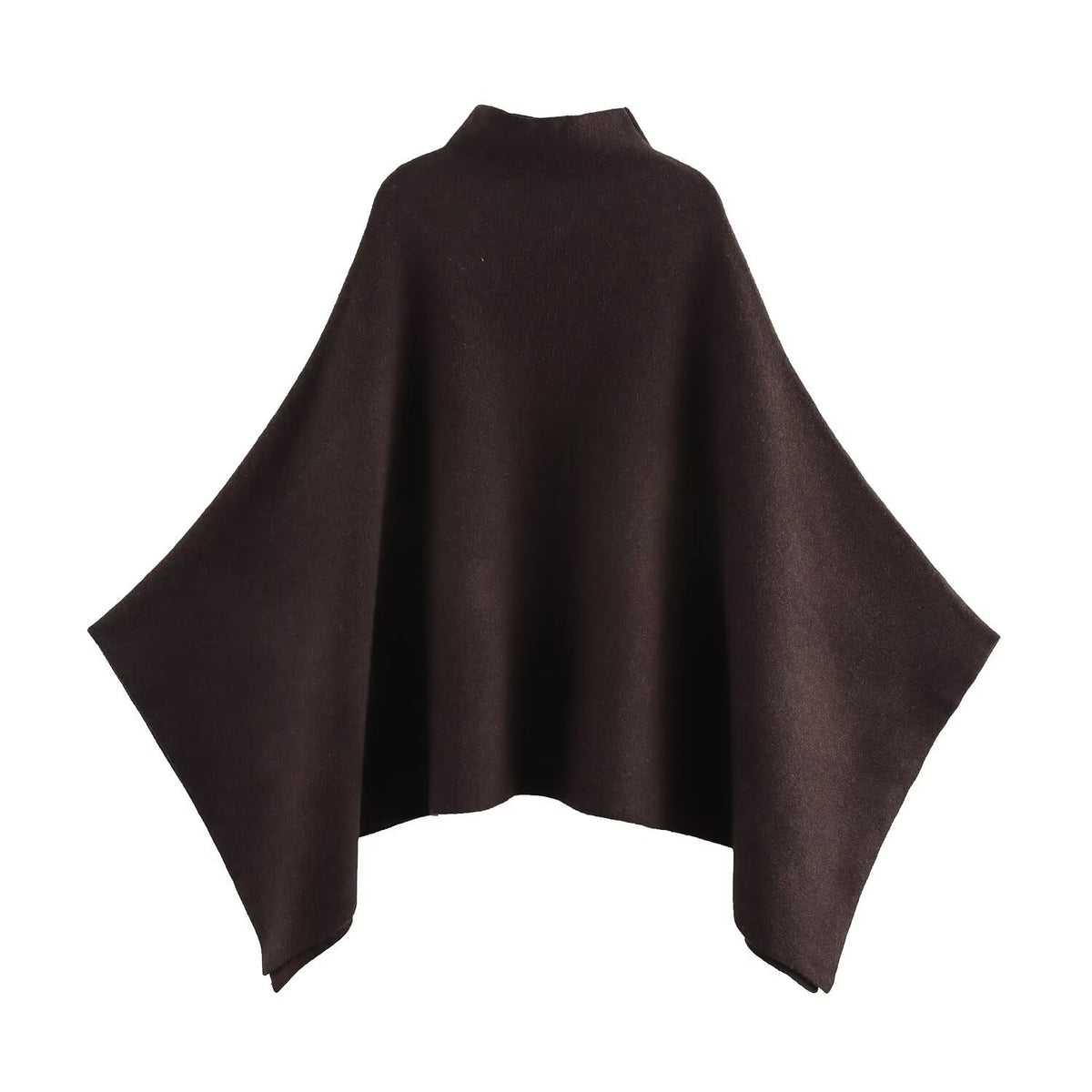 Asymmetric Knit Cape in brown