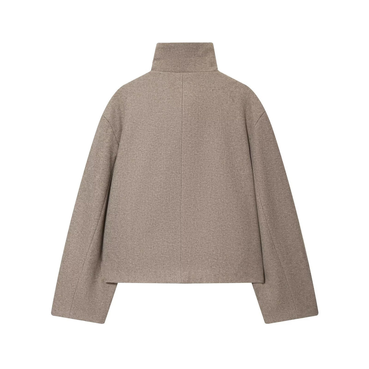 Stand-Collar Jacket in taupe, back view