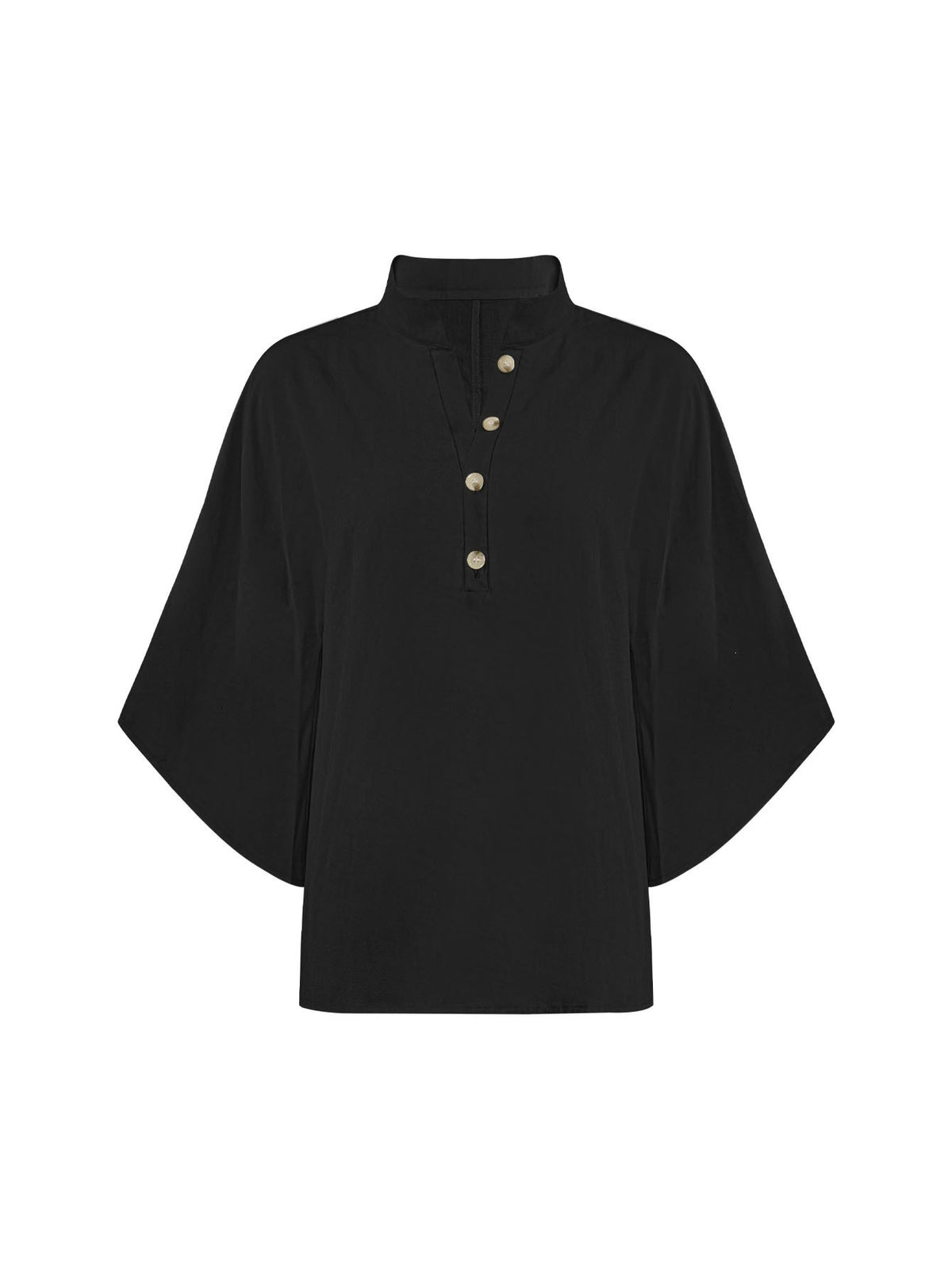 Band-Collar Shirt Set, shirt front view