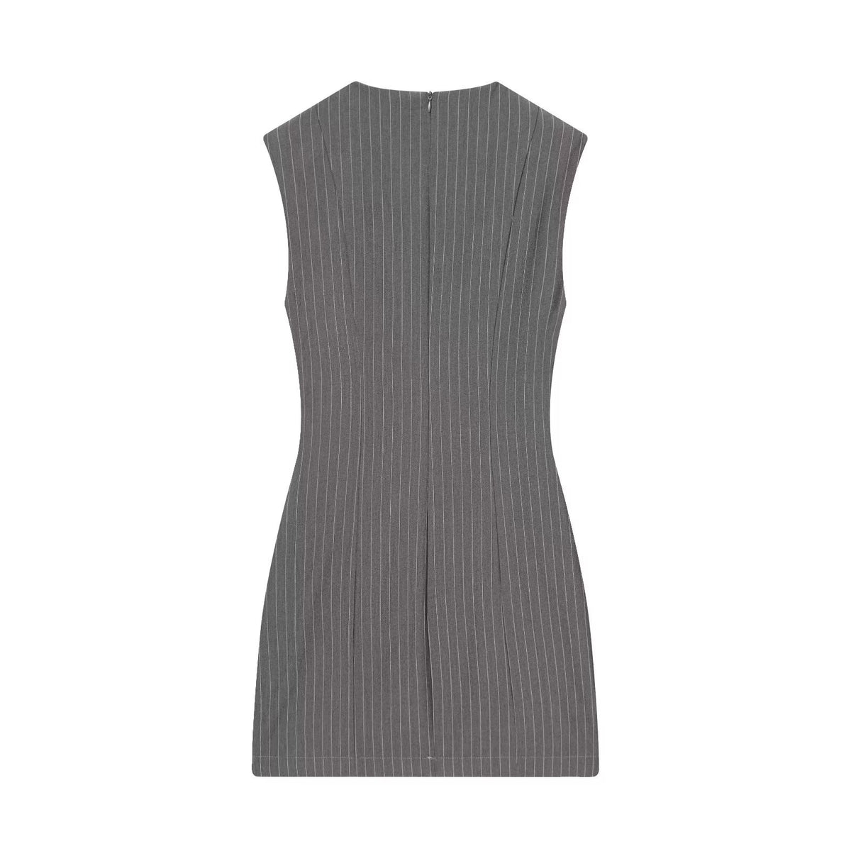 Grey Pinstripe Dress, back view