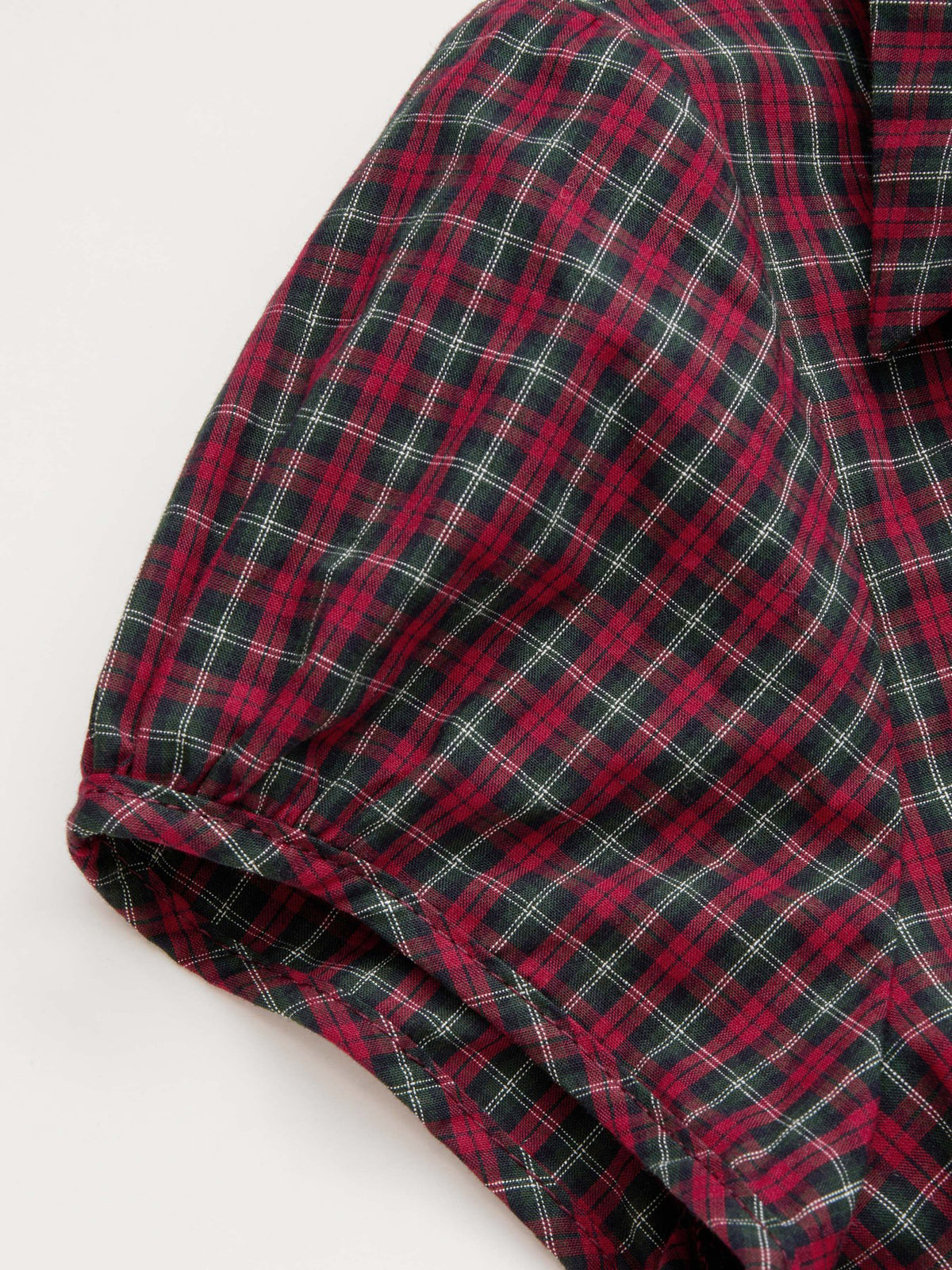 Cinched Plaid Blouse, sleeve and fabric detail