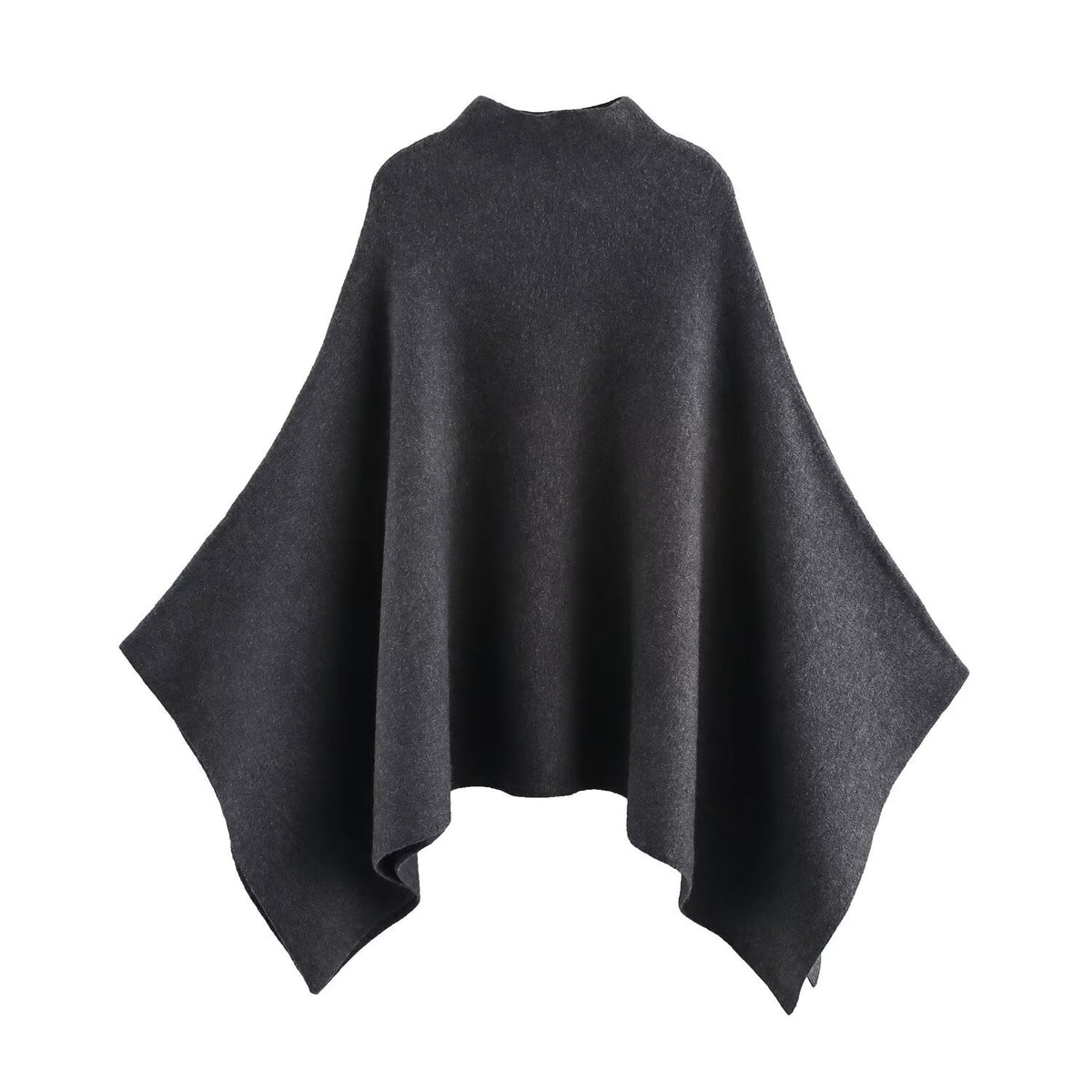 Asymmetric Knit Cape in grey, front view