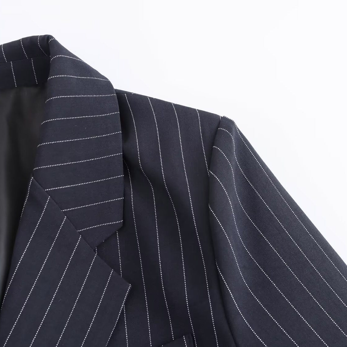 Oversized Pinstripe Blazer, shoulder detail