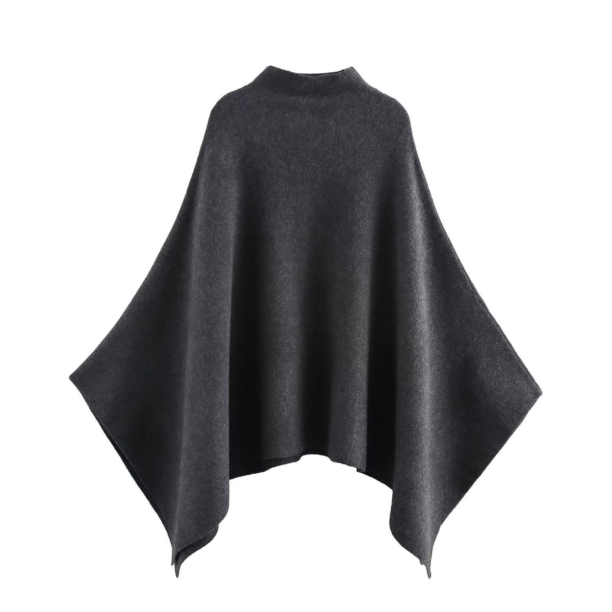 Asymmetric Knit Cape in grey, back view