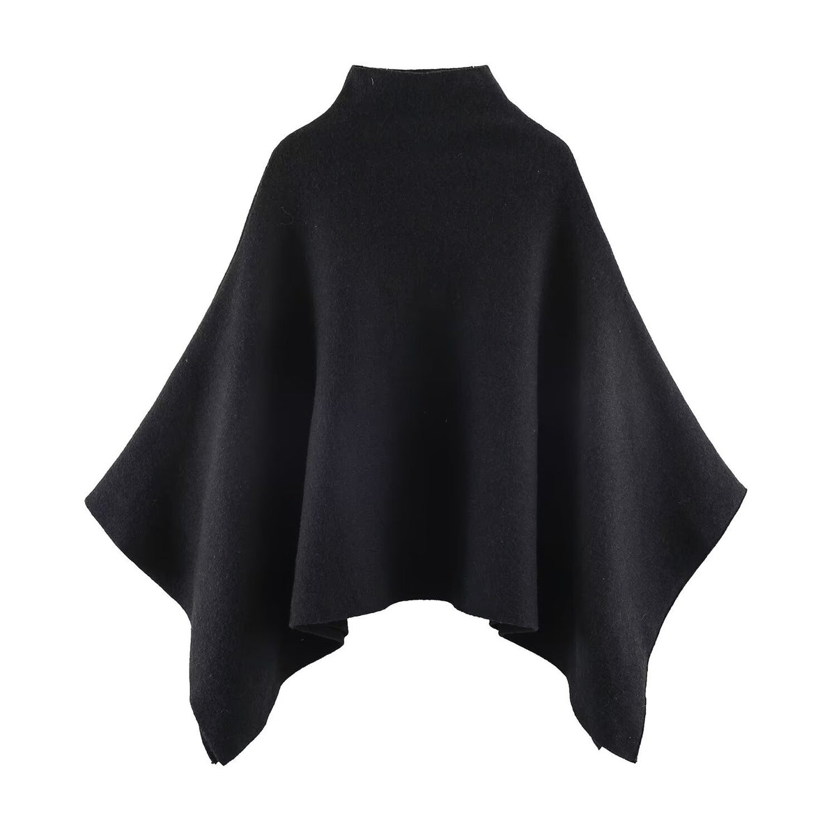 Asymmetric Knit Cape in black