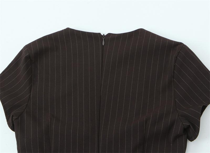 Chocolate Pinstripe Dress, back zip detail
