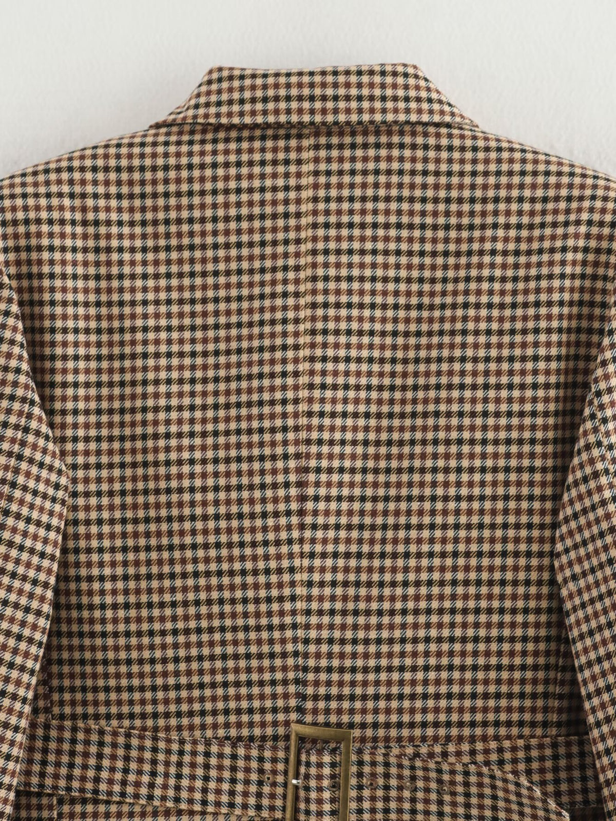 Belted Houndstooth Blazer, back detail
