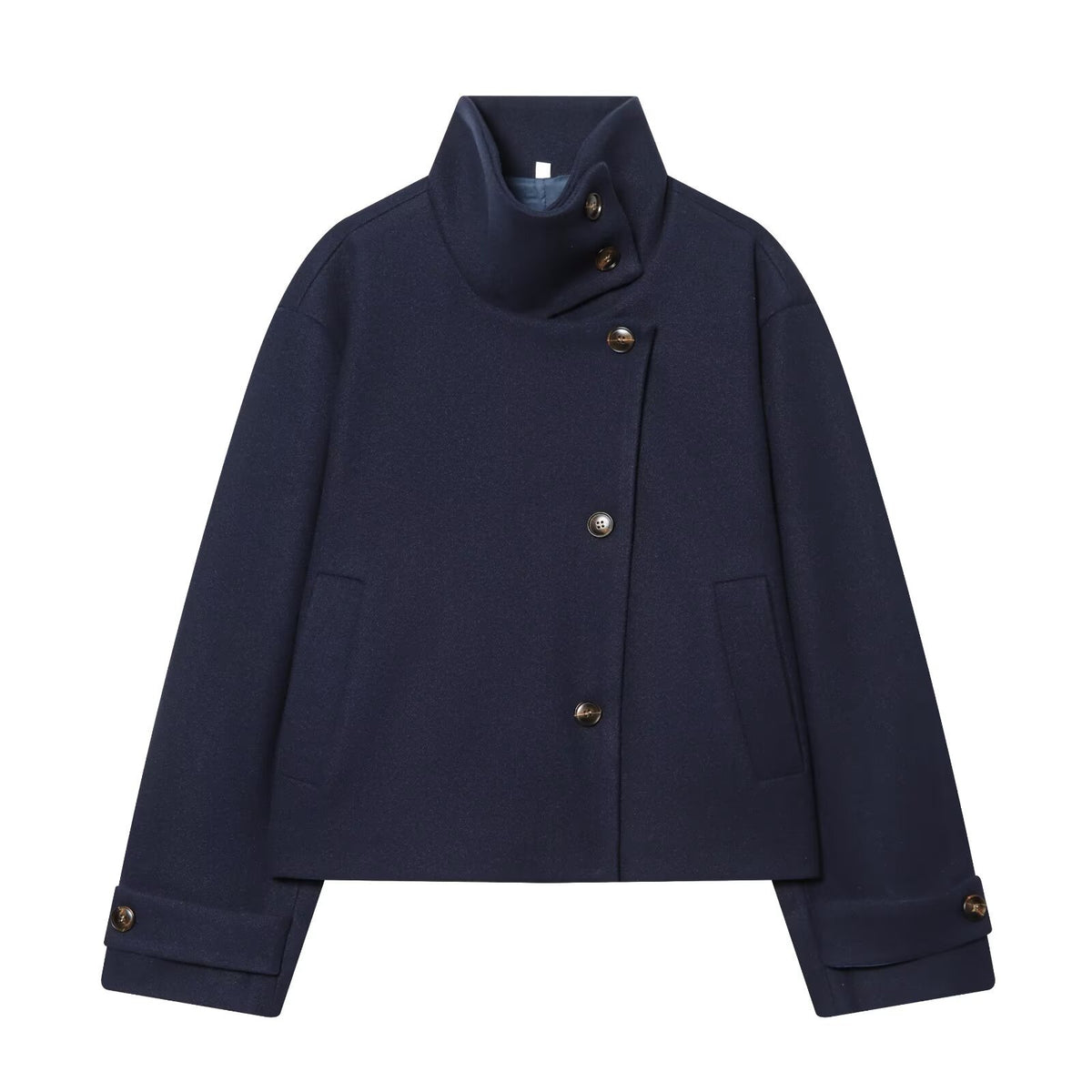 Stand-Collar Jacket in navy, front view
