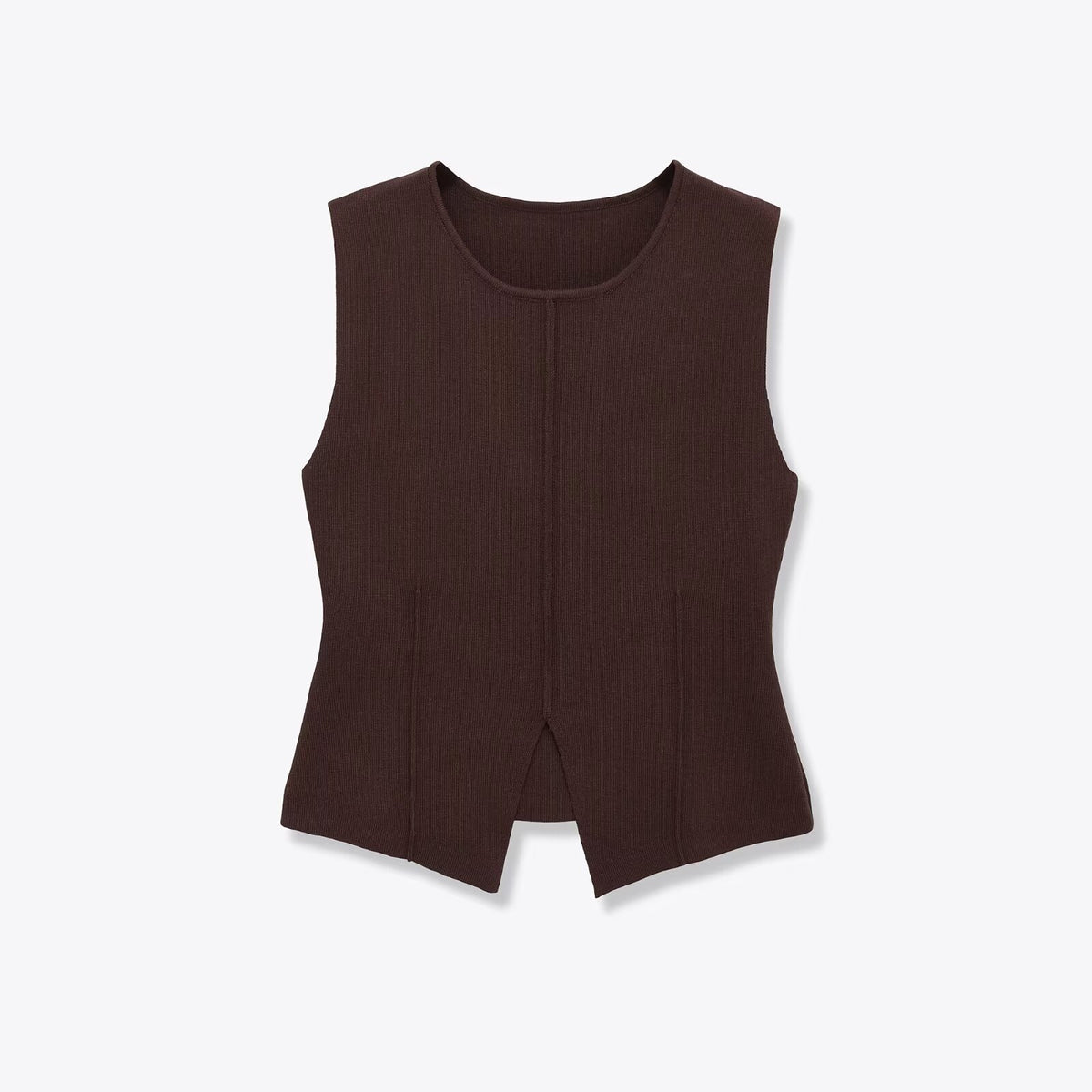 Knit Vest Top in brown, front view